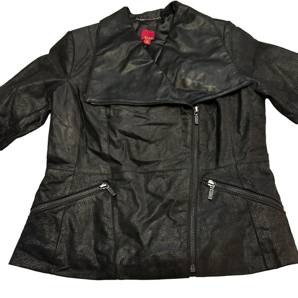 G.I.L.I. Black Leather Jacket Coat Moto Size XS Pockets Zipper on Sleeves NEW - Picture 8 of 15